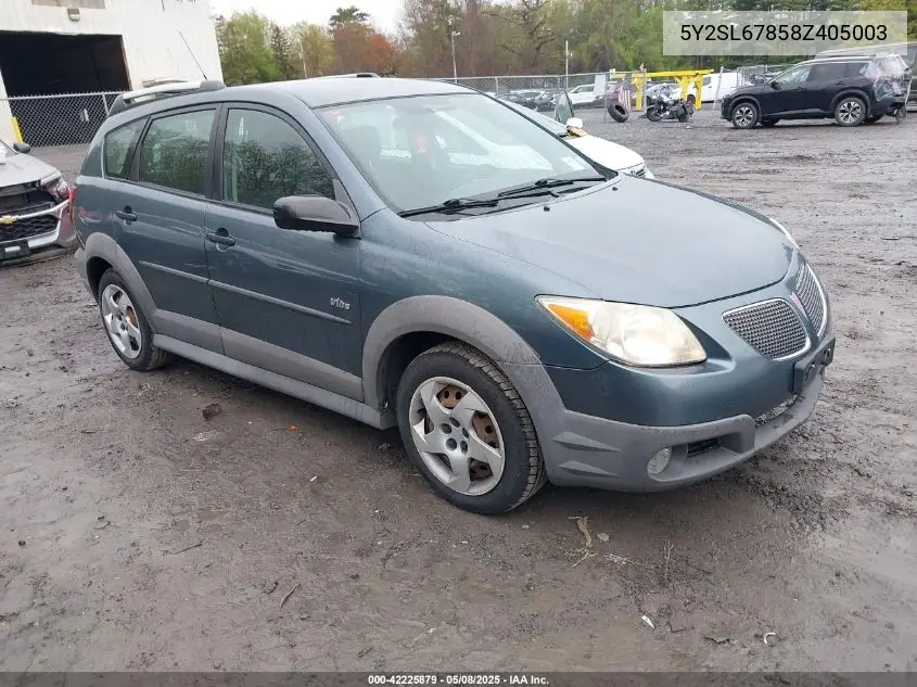 2008 Pontiac Vibe VIN: 5Y2SL67858Z405003 Lot: 42225879