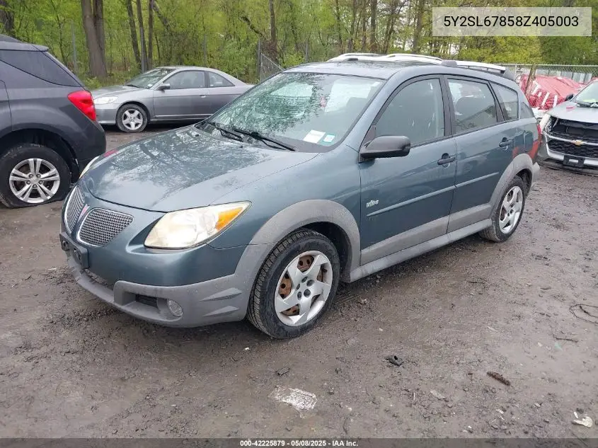 2008 Pontiac Vibe VIN: 5Y2SL67858Z405003 Lot: 42225879