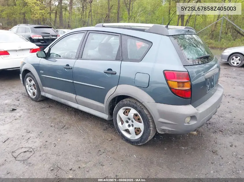 2008 Pontiac Vibe VIN: 5Y2SL67858Z405003 Lot: 42225879