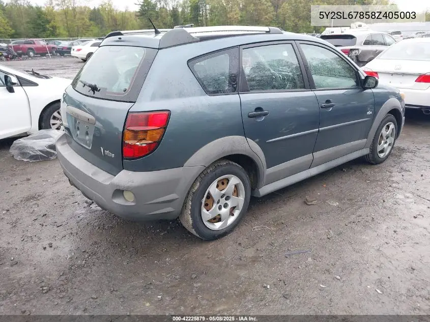 2008 Pontiac Vibe VIN: 5Y2SL67858Z405003 Lot: 42225879