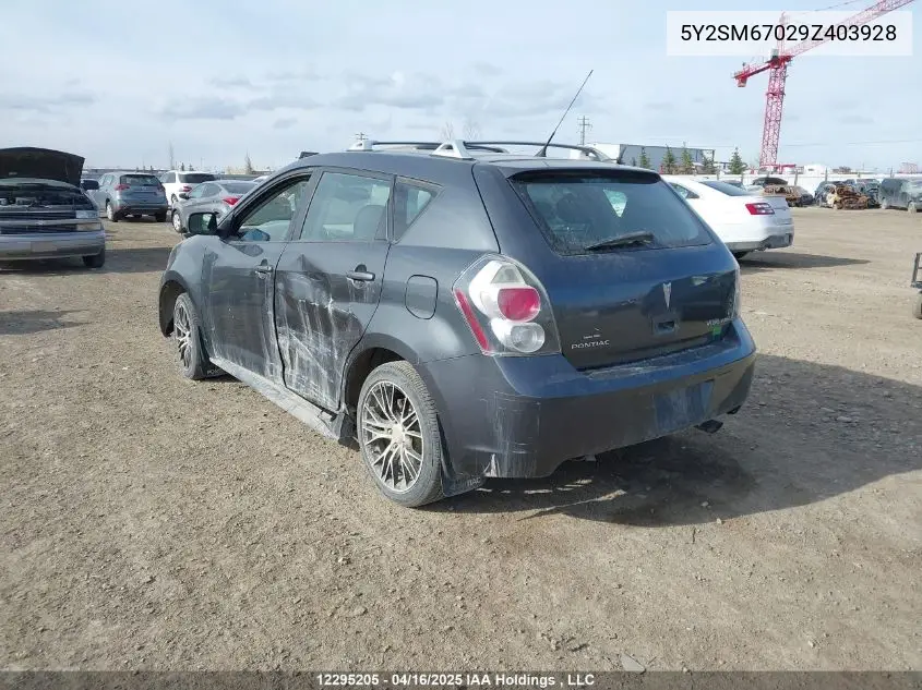 2009 Pontiac Vibe VIN: 5Y2SM67029Z403928 Lot: 12295205