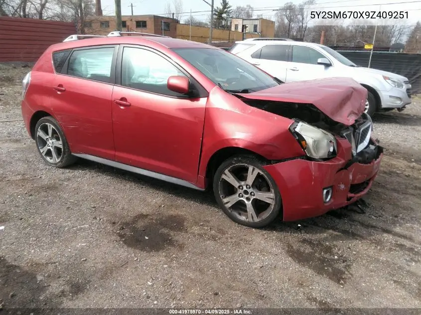 2009 Pontiac Vibe VIN: 5Y2SM670X9Z409251 Lot: 41975970