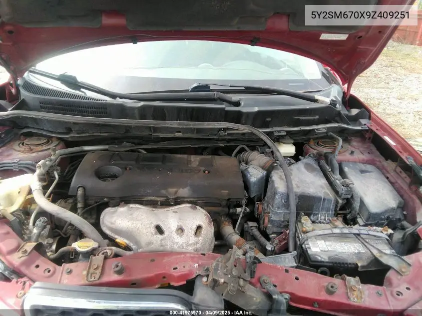 2009 Pontiac Vibe VIN: 5Y2SM670X9Z409251 Lot: 41975970