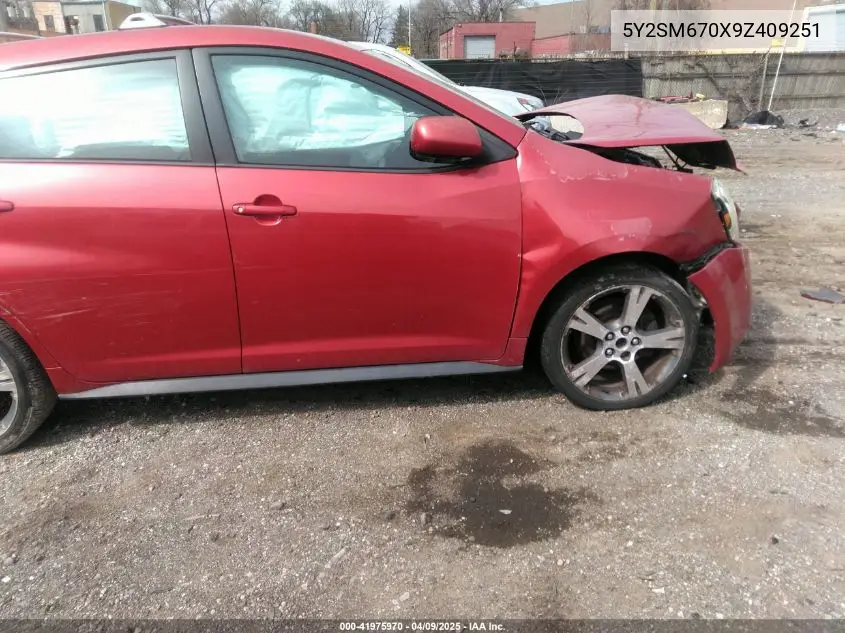 2009 Pontiac Vibe VIN: 5Y2SM670X9Z409251 Lot: 41975970