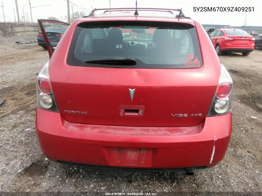 2009 Pontiac Vibe VIN: 5Y2SM670X9Z409251 Lot: 41975970