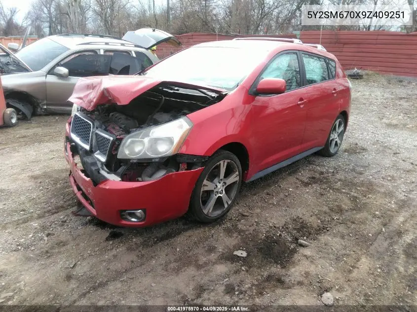 2009 Pontiac Vibe VIN: 5Y2SM670X9Z409251 Lot: 41975970
