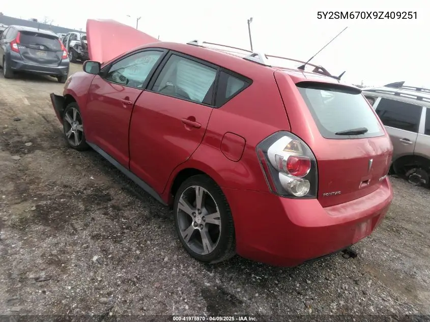 2009 Pontiac Vibe VIN: 5Y2SM670X9Z409251 Lot: 41975970