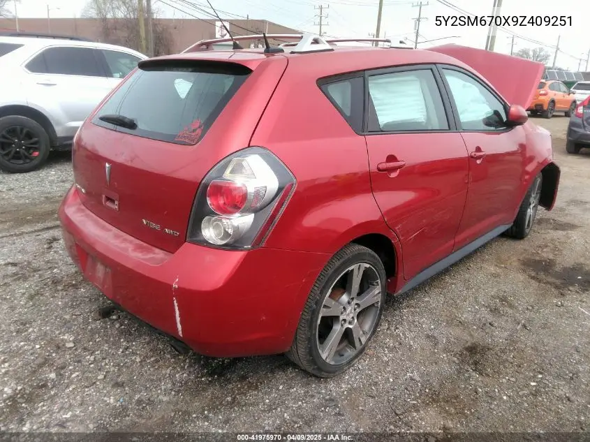 2009 Pontiac Vibe VIN: 5Y2SM670X9Z409251 Lot: 41975970