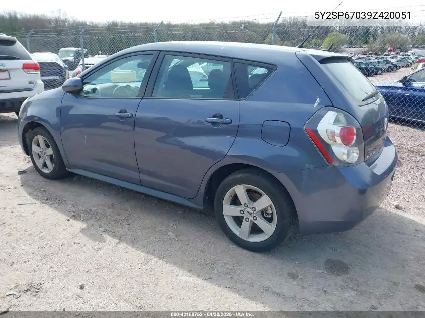 2009 Pontiac Vibe VIN: 5Y2SP67039Z420051 Lot: 42159752