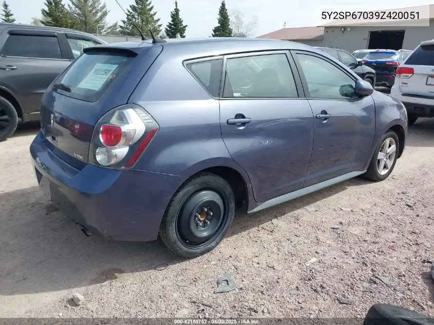 2009 Pontiac Vibe VIN: 5Y2SP67039Z420051 Lot: 42159752