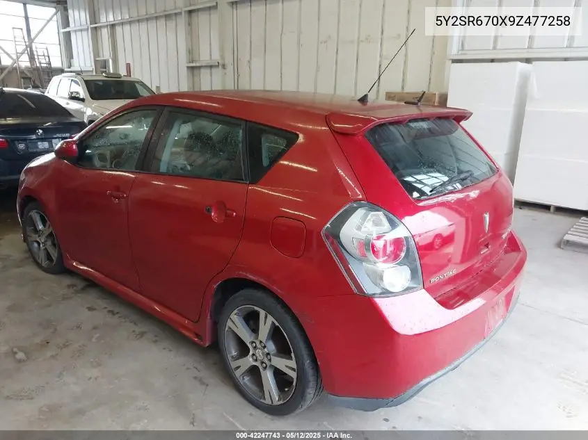 2009 Pontiac Vibe Gt VIN: 5Y2SR670X9Z477258 Lot: 42247743