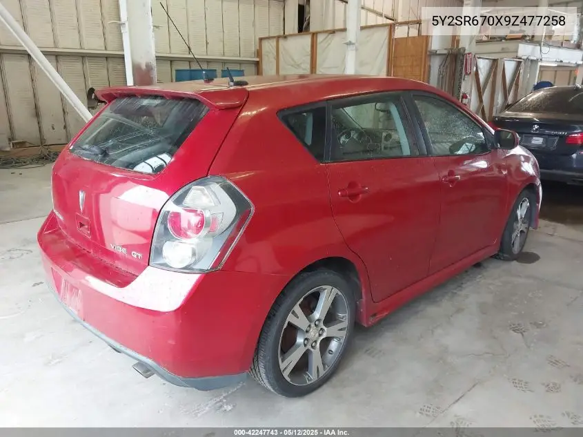 2009 Pontiac Vibe Gt VIN: 5Y2SR670X9Z477258 Lot: 42247743
