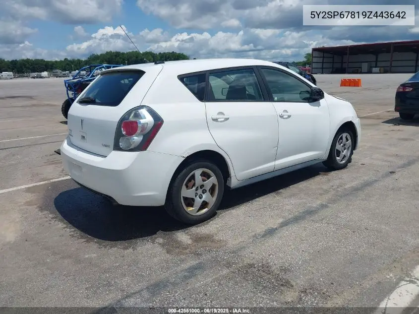 2009 Pontiac Vibe VIN: 5Y2SP67819Z443642 Lot: 42551000