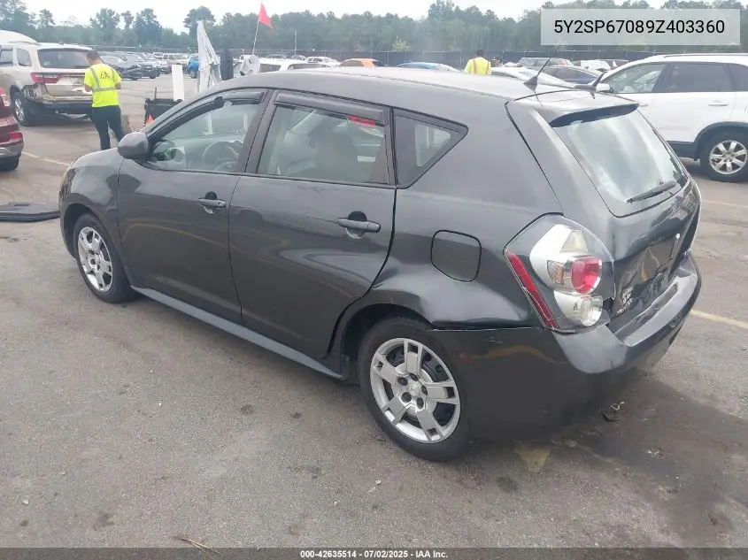 2009 Pontiac Vibe VIN: 5Y2SP67089Z403360 Lot: 42635514