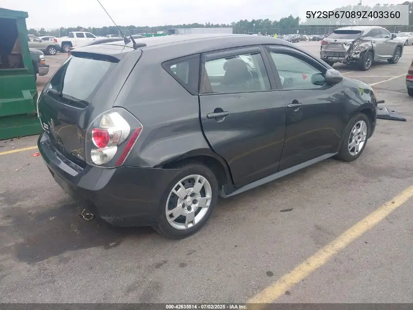2009 Pontiac Vibe VIN: 5Y2SP67089Z403360 Lot: 42635514