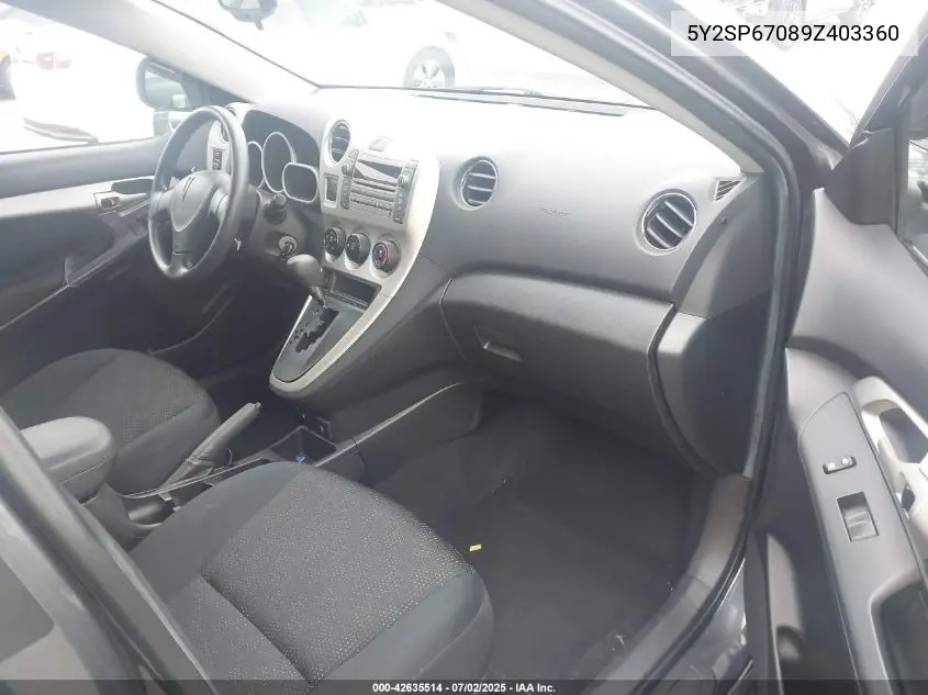 2009 Pontiac Vibe VIN: 5Y2SP67089Z403360 Lot: 42635514