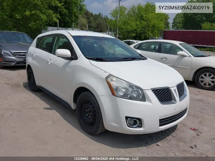 2010 Pontiac Vibe VIN: 5Y2SM6E09AZ400919 Lot: 12326962