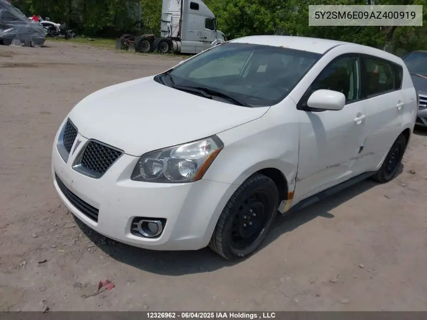 2010 Pontiac Vibe VIN: 5Y2SM6E09AZ400919 Lot: 12326962