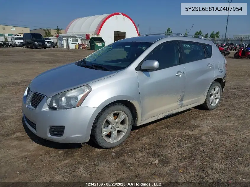 2010 Pontiac Vibe VIN: 5Y2SL6E81AZ407954 Lot: 12342139