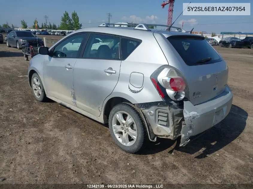 2010 Pontiac Vibe VIN: 5Y2SL6E81AZ407954 Lot: 12342139