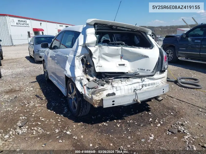 2010 Pontiac Vibe Gt VIN: 5Y2SR6E08AZ419155 Lot: 41888449