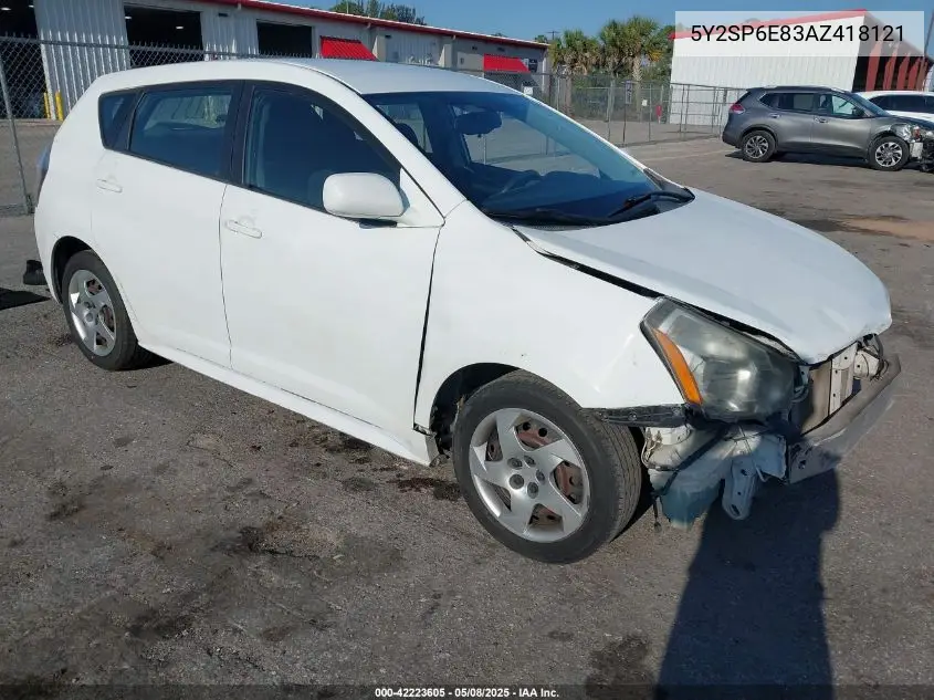 2010 Pontiac Vibe VIN: 5Y2SP6E83AZ418121 Lot: 42223605