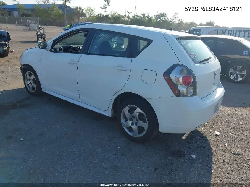 2010 Pontiac Vibe VIN: 5Y2SP6E83AZ418121 Lot: 42223605