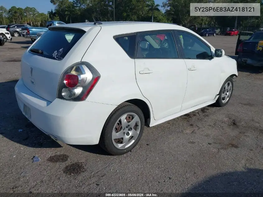 2010 Pontiac Vibe VIN: 5Y2SP6E83AZ418121 Lot: 42223605