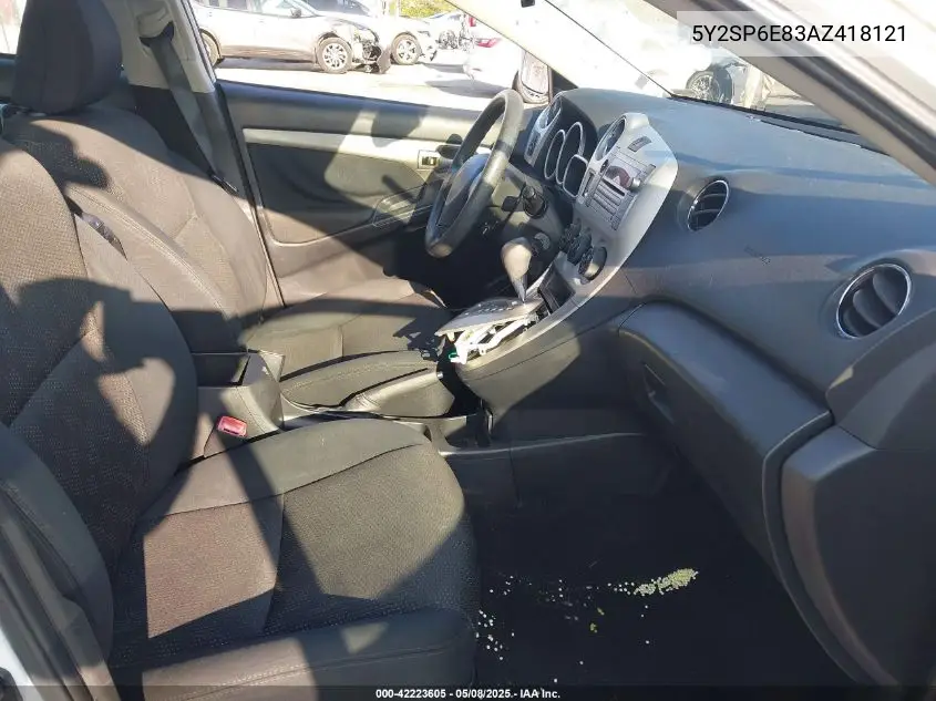 2010 Pontiac Vibe VIN: 5Y2SP6E83AZ418121 Lot: 42223605