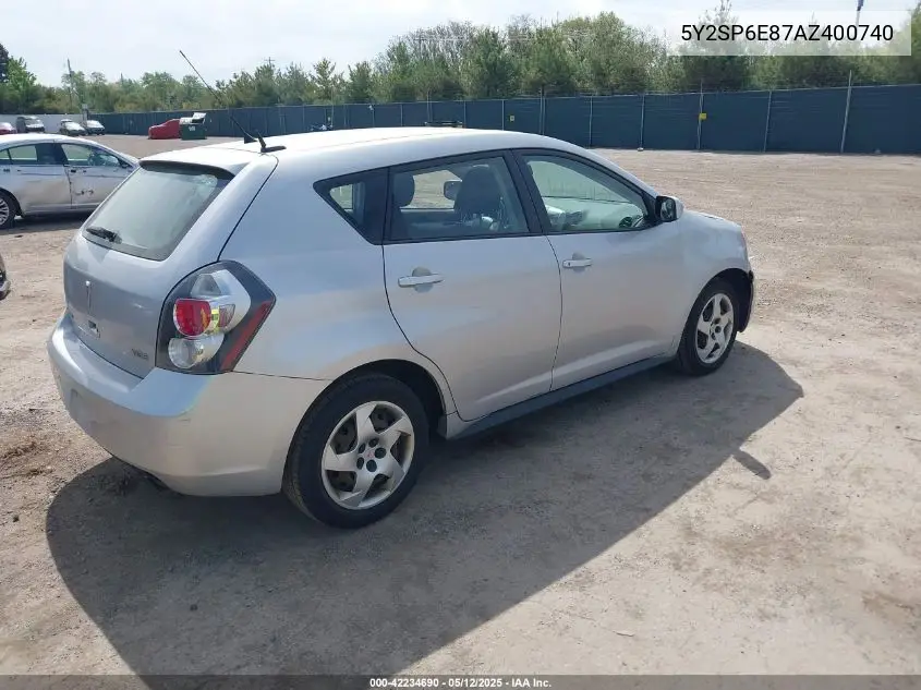2010 Pontiac Vibe VIN: 5Y2SP6E87AZ400740 Lot: 42234690