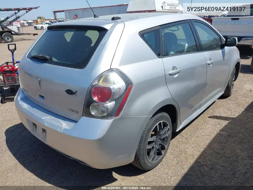 2010 Pontiac Vibe VIN: 5Y2SP6E09AZ419137 Lot: 42251581