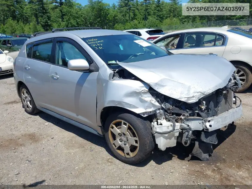 2010 Pontiac Vibe VIN: 5Y2SP6E07AZ403597 Lot: 42552255