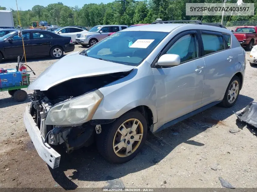 2010 Pontiac Vibe VIN: 5Y2SP6E07AZ403597 Lot: 42552255