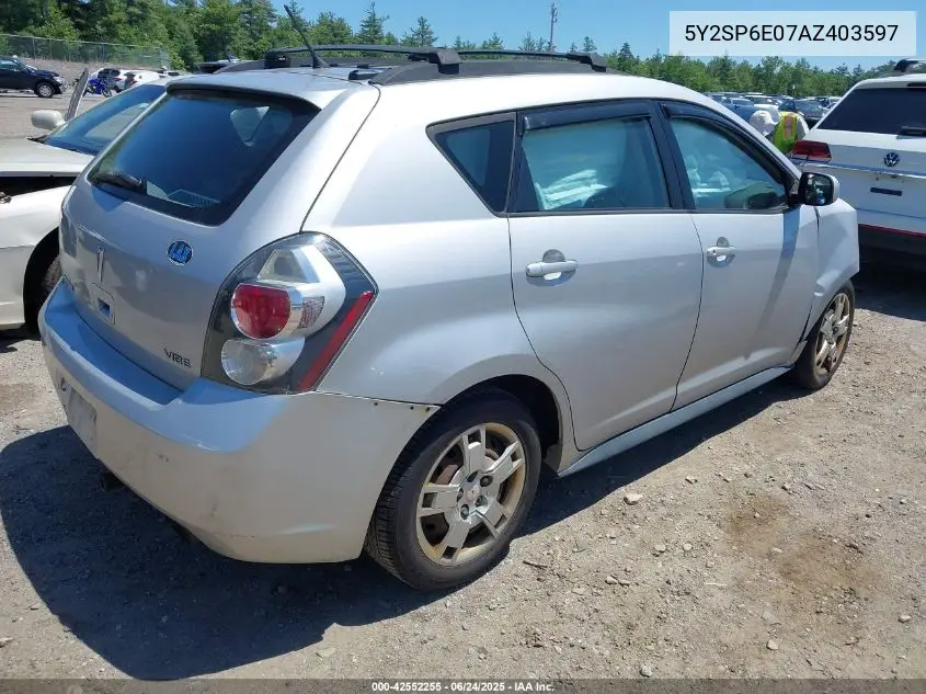 2010 Pontiac Vibe VIN: 5Y2SP6E07AZ403597 Lot: 42552255