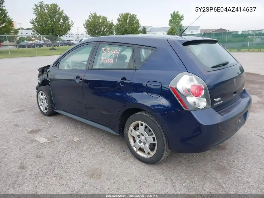2010 Pontiac Vibe VIN: 5Y2SP6E04AZ414637 Lot: 42622851