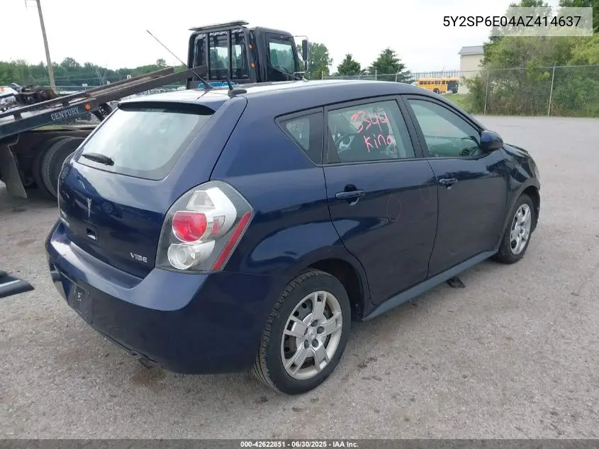 2010 Pontiac Vibe VIN: 5Y2SP6E04AZ414637 Lot: 42622851