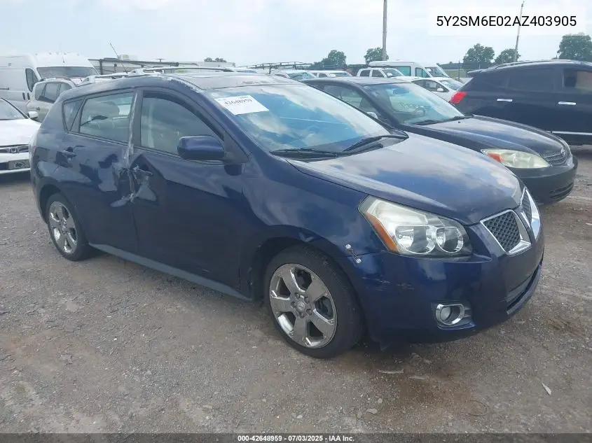 2010 Pontiac Vibe VIN: 5Y2SM6E02AZ403905 Lot: 42648959