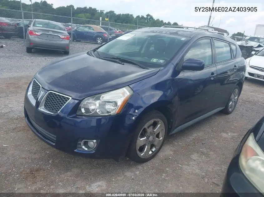 2010 Pontiac Vibe VIN: 5Y2SM6E02AZ403905 Lot: 42648959