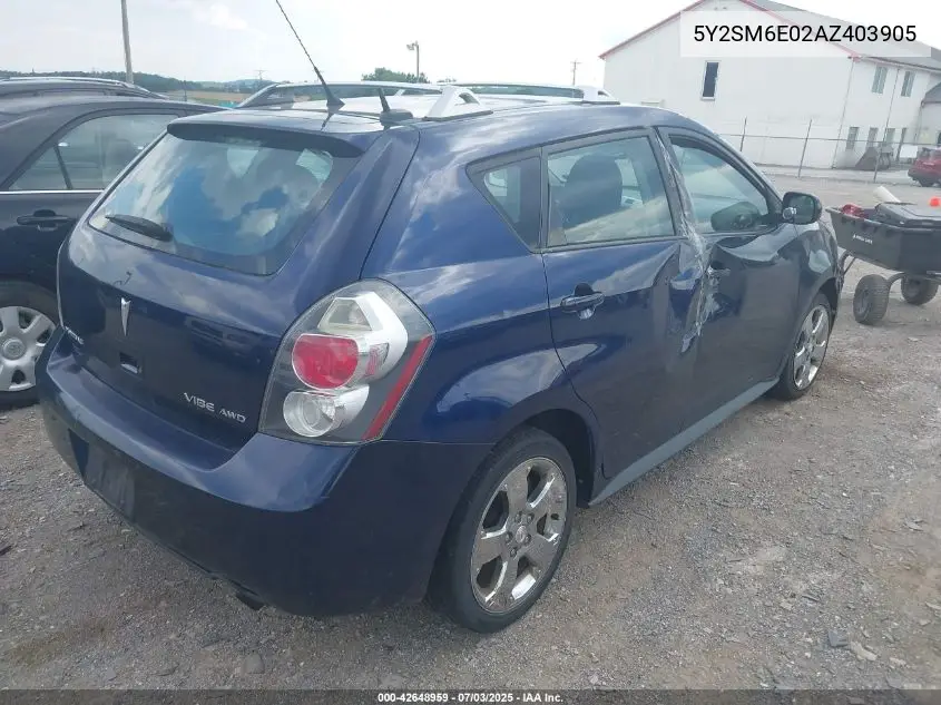 2010 Pontiac Vibe VIN: 5Y2SM6E02AZ403905 Lot: 42648959