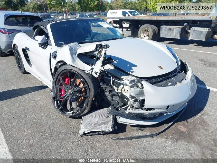 2018 Porsche 718 Boxster Gts/S VIN: WP0CB2A87JS229367 Lot: 40565482