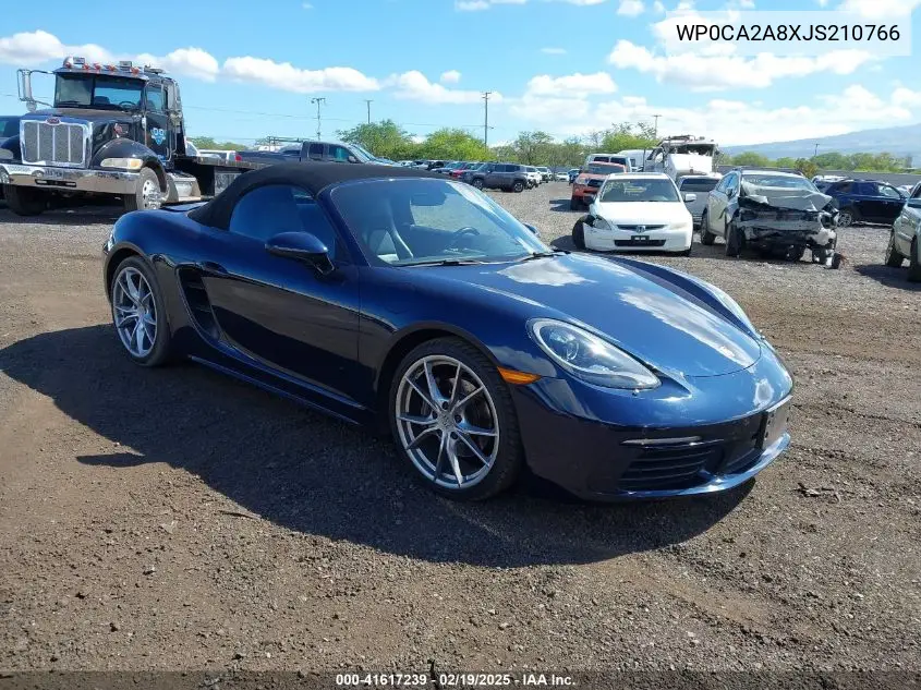 2018 Porsche 718 Boxster VIN: WP0CA2A8XJS210766 Lot: 41617239
