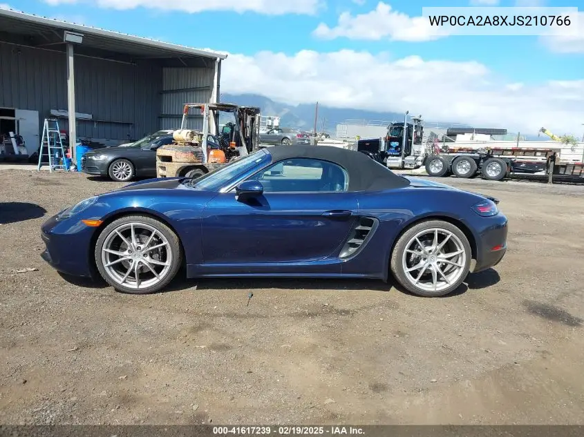 2018 Porsche 718 Boxster VIN: WP0CA2A8XJS210766 Lot: 41617239