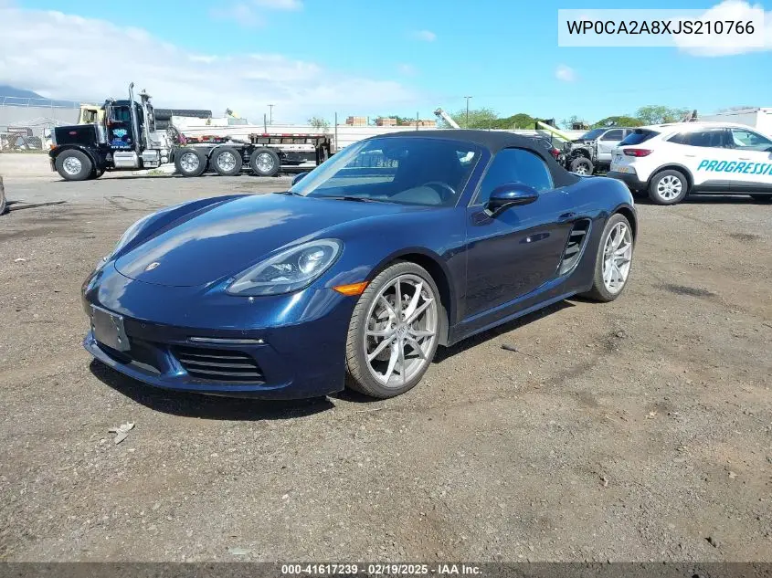 2018 Porsche 718 Boxster VIN: WP0CA2A8XJS210766 Lot: 41617239