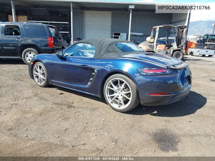 2018 Porsche 718 Boxster VIN: WP0CA2A8XJS210766 Lot: 41617239