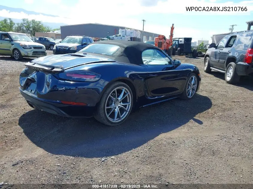 2018 Porsche 718 Boxster VIN: WP0CA2A8XJS210766 Lot: 41617239