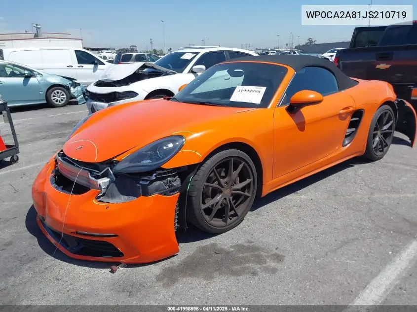 2018 Porsche 718 Boxster VIN: WP0CA2A81JS210719 Lot: 41998898