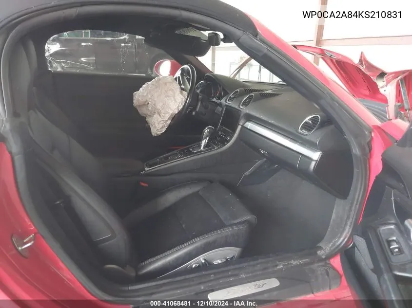 2019 Porsche 718 Boxster VIN: WP0CA2A84KS210831 Lot: 41068481