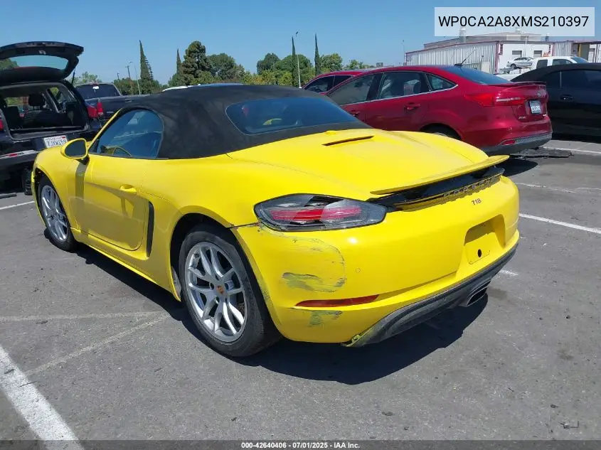 2021 Porsche 718 Boxster T VIN: WP0CA2A8XMS210397 Lot: 42640406