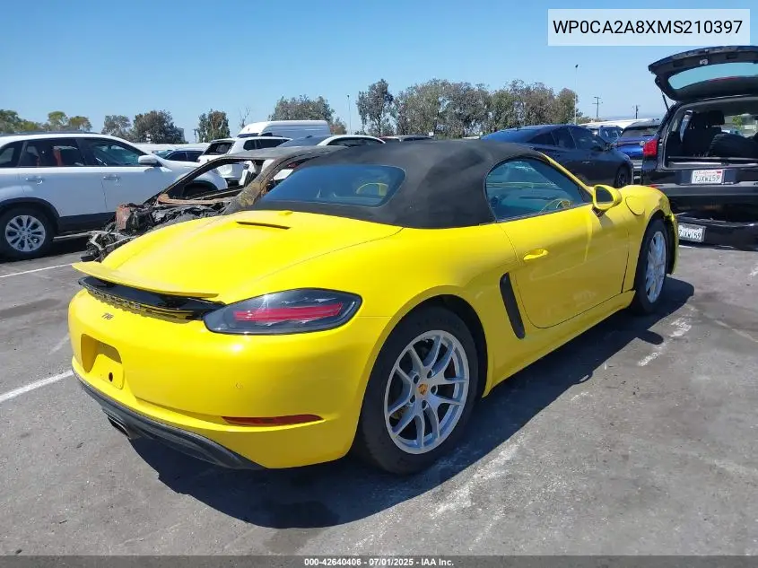2021 Porsche 718 Boxster T VIN: WP0CA2A8XMS210397 Lot: 42640406