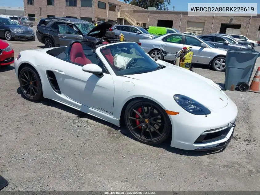 2024 Porsche 718 Boxster Gts 4.0 VIN: WP0CD2A86RK228619 Lot: 42316828